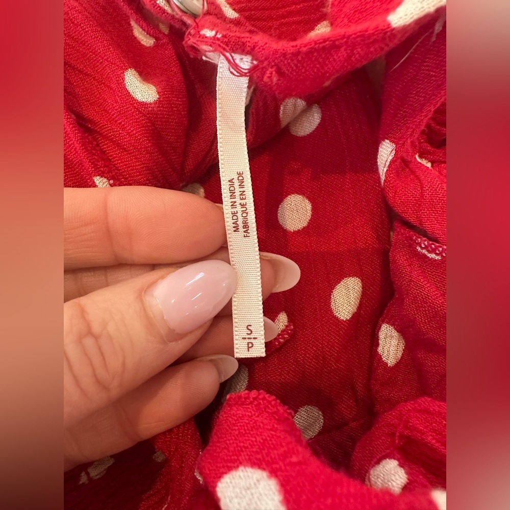 Free People Butterflies Smocked Midi Dress in Red Polka Dot - Picture 12 of 14
